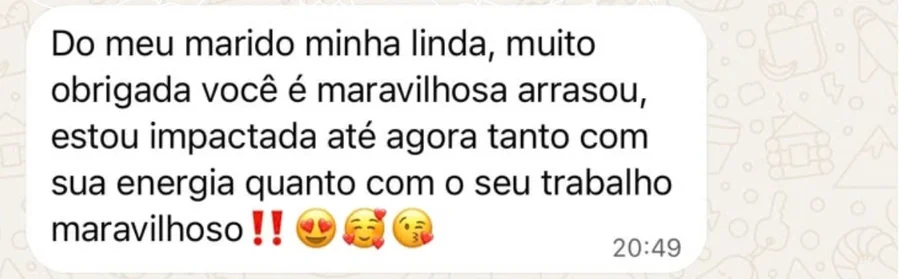 Mensagem de agradecimento de uma cliente por WhatsApp